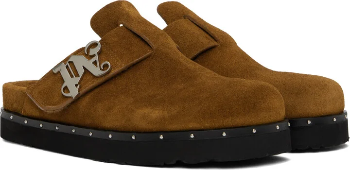 Palm Angels Brown Studded 'PA' Mules - Image 4