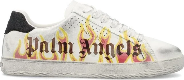 Palm Angels Distressed Spray Paint Lace-Up Sneakers