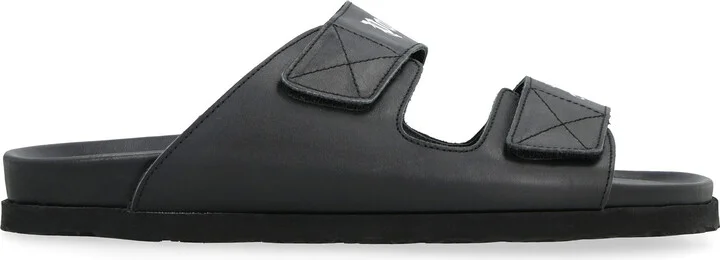 Palm Angels Leather Slides With Logo - Image 2