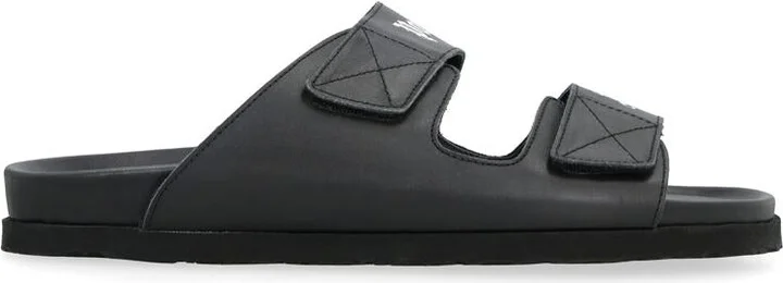 Palm Angels Leather Slides With Logo