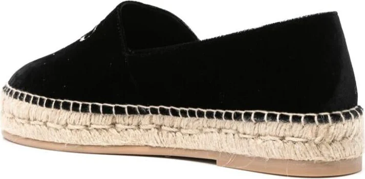 Palm Angels Logo-Embroidered Velvet Espadrilles - Image 3
