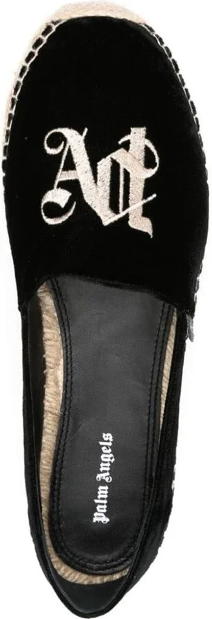 Palm Angels Logo-Embroidered Velvet Espadrilles - Image 4