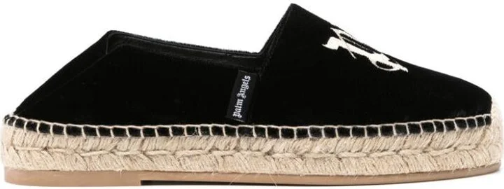 Palm Angels Logo-Embroidered Velvet Espadrilles - Image 5