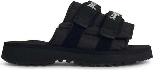 Palm Angels 'Moto-P' Black Synthetic Fibre Sandals