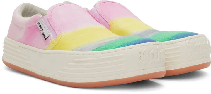 Palm Angels Multicolor Canvas Stripe Sneakers - Image 4