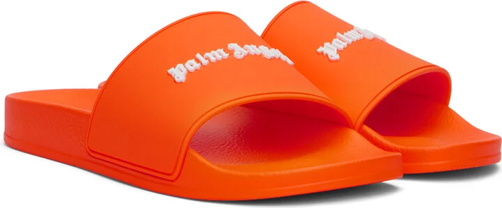 Palm Angels Orange Logo Pool Slides - Image 4