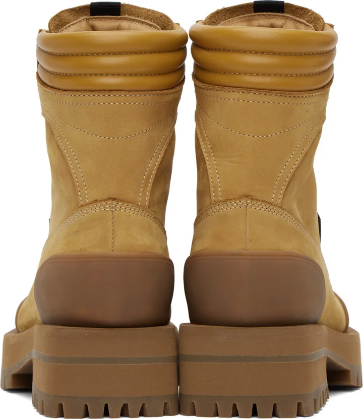 Palm Angels Tan Paneled Ankle Boots - Image 2