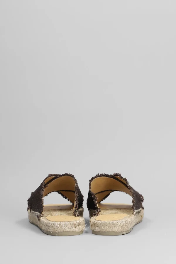 Palmera-032 Flats In Brown Canvas - Image 4