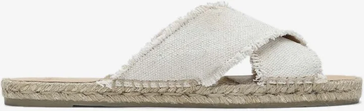 Palmera Linen Flat Sandals