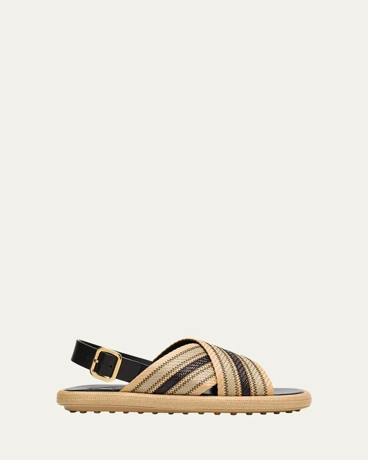 Palmera Striped Cross-Band Slide Sandals