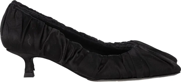 Palmero Ruched Kitten-Heel Pumps in Black Silk