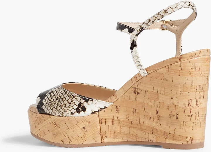 Palmina snake-effect leather wedge sandals - Image 3