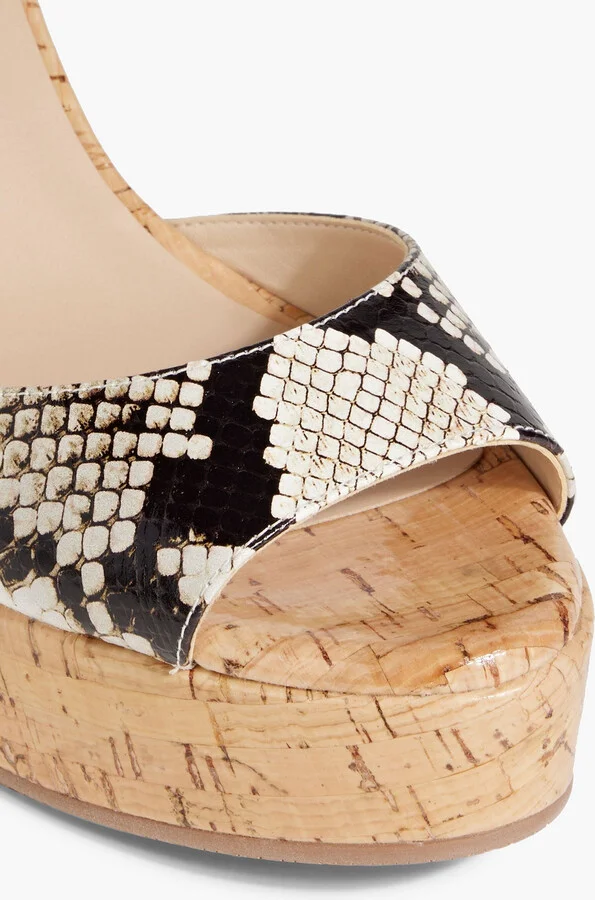Palmina snake-effect leather wedge sandals - Image 4