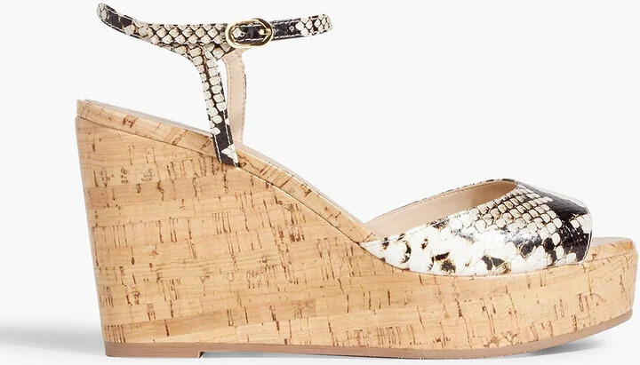 Palmina snake-effect leather wedge sandals