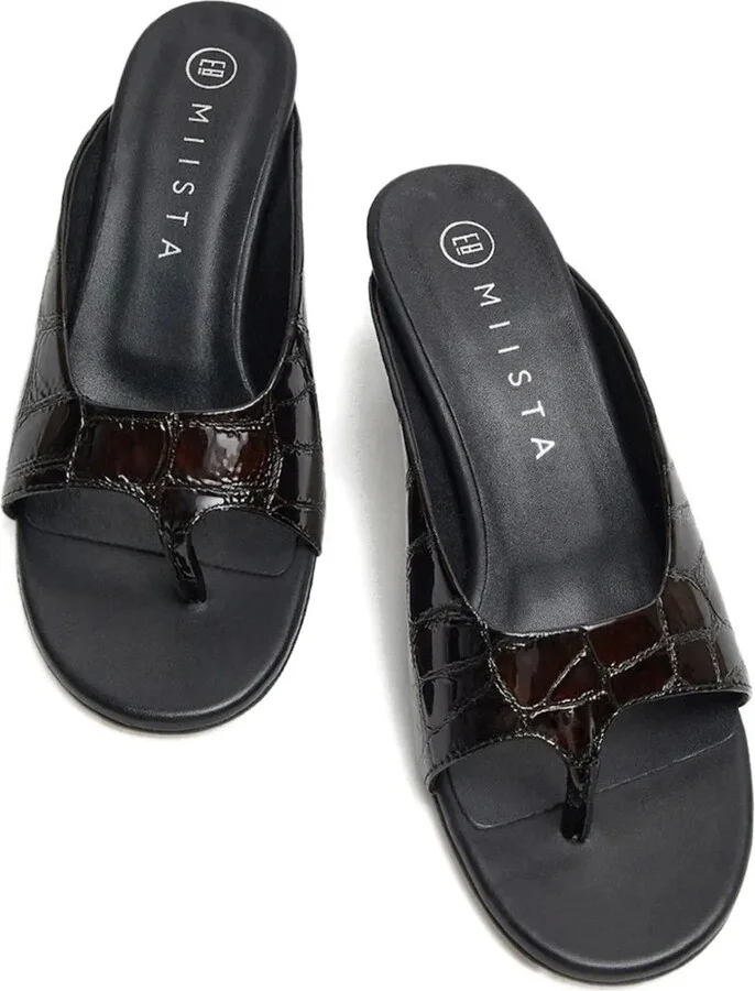 Palmira croco-embossed slide sandals - Image 3