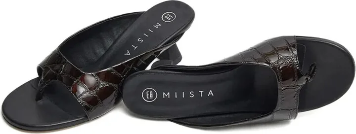 Palmira croco-embossed slide sandals - Image 4