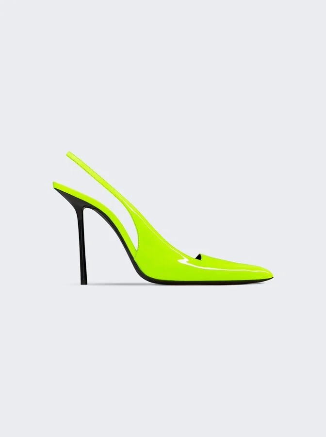 Paloma 105 Patent Slingback Pumps Highlighter Yellow