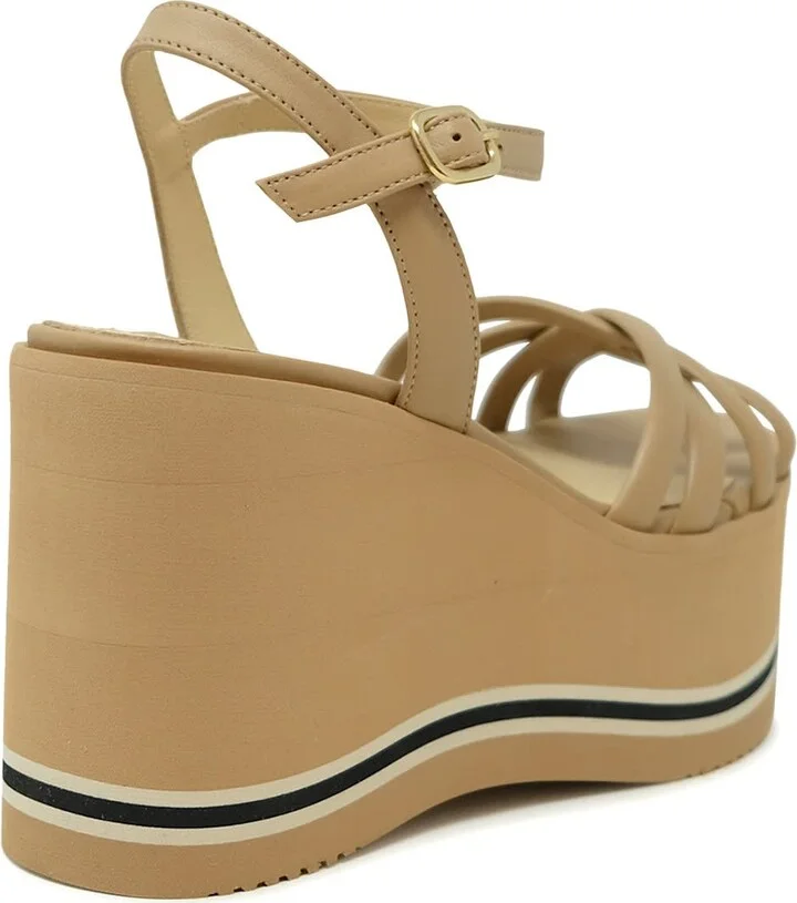 Paloma Barcelo 24-1022 Beige Leather Lioba Wedge Sandals - Image 3
