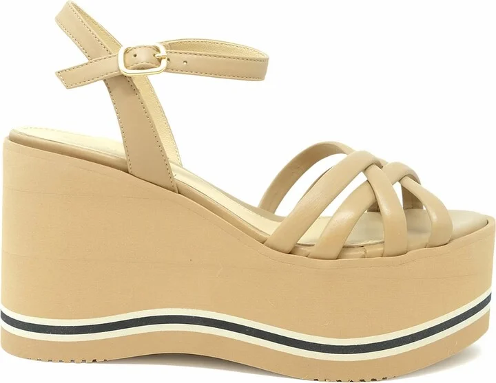 Paloma Barcelo 24-1022 Beige Leather Lioba Wedge Sandals