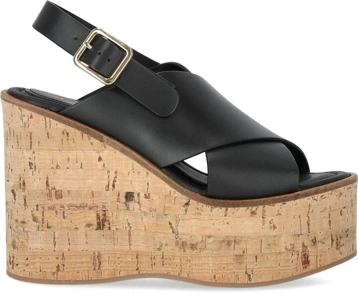 Paloma Barceló Begonia Black Wedge Sandal