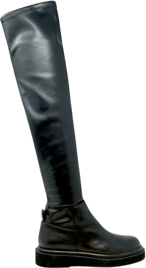Paloma Barcelo Black Leather Over The Knee Kenda Boots