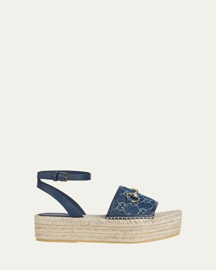 Paloma GG Denim Platform Espadrille Sandals