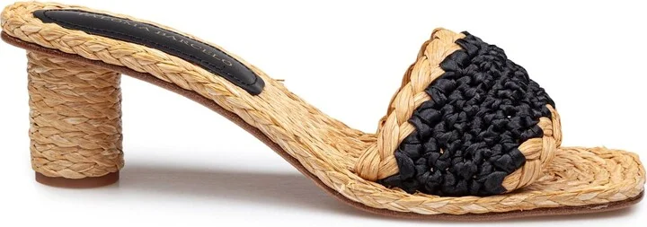 Paloma Uliana Raffia Sandal Natural And Black Color