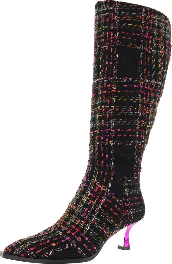 Pamella Womens Zipper Herringbone Knee-High Boots