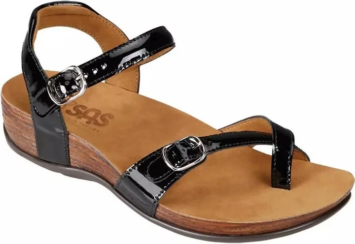 Pampa Sandal - Wide In Black Patent