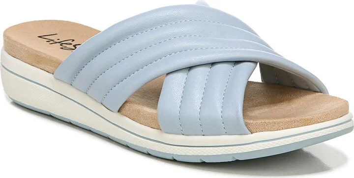 Panama Womens Faux Leather Slip On Wedge Sandals