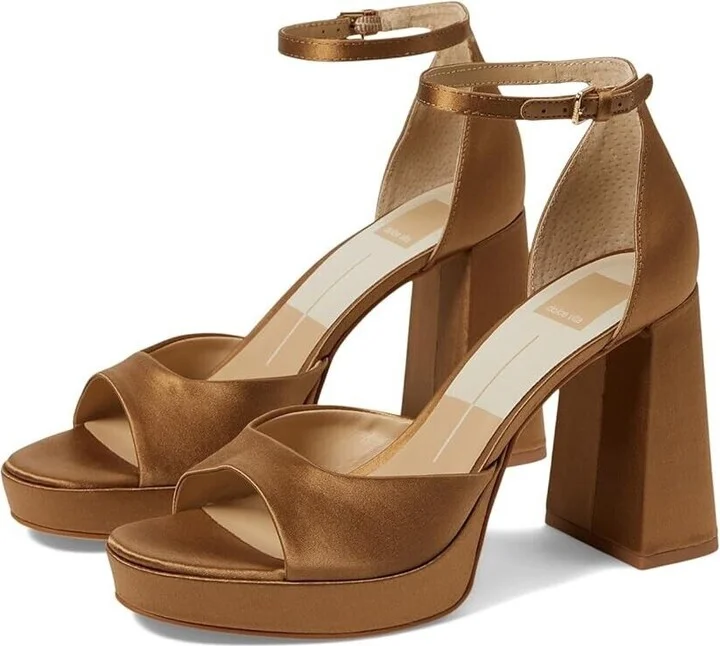 Pandro Sandal Women's 9.5 Brown Leather Ankle Strap Block Heel ZPO904