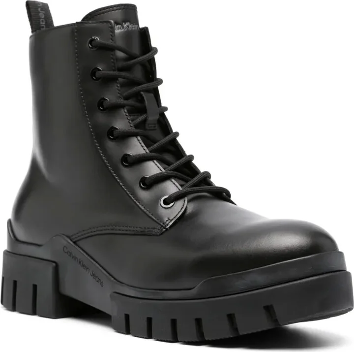 Panelled 60mm Leather Combat Boots - Image 2