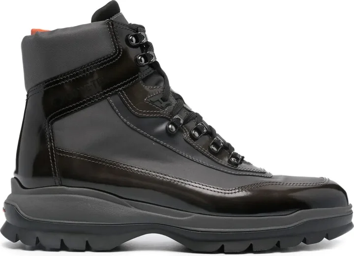Panelled-Design Lace-Up Hiking Boots