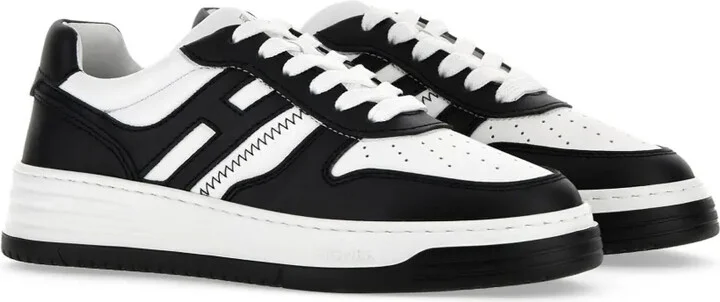 Panelled-Design Leather Sneakers - Image 2