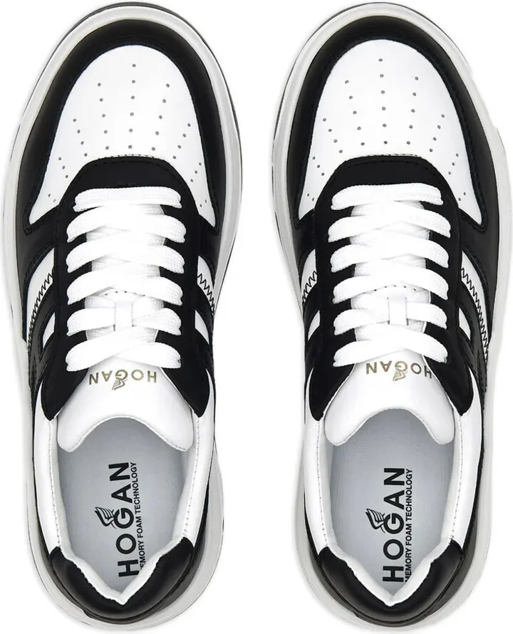 Panelled-Design Leather Sneakers - Image 5