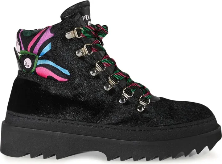 Panelled Fur Ankle Boots