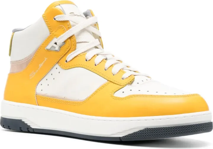 Panelled Hi-Top Leather Sneakers - Image 2