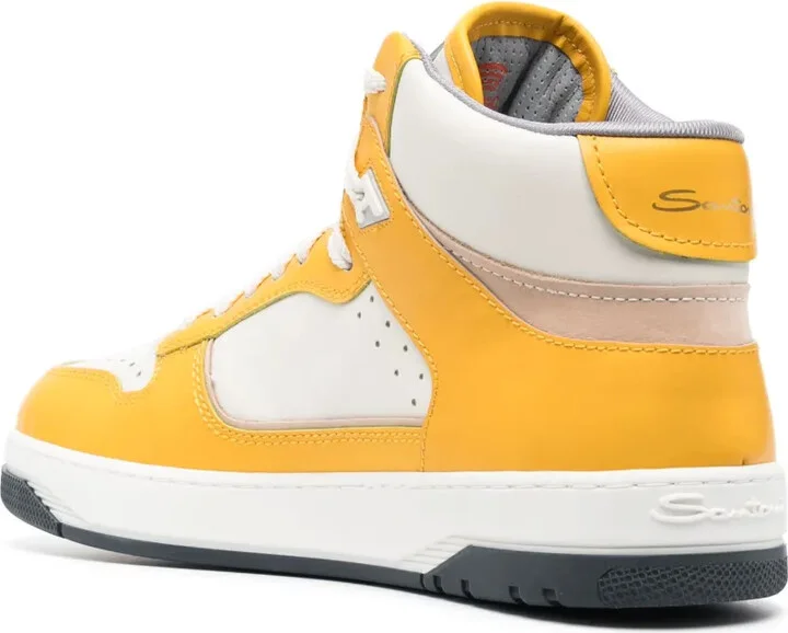 Panelled Hi-Top Leather Sneakers - Image 3