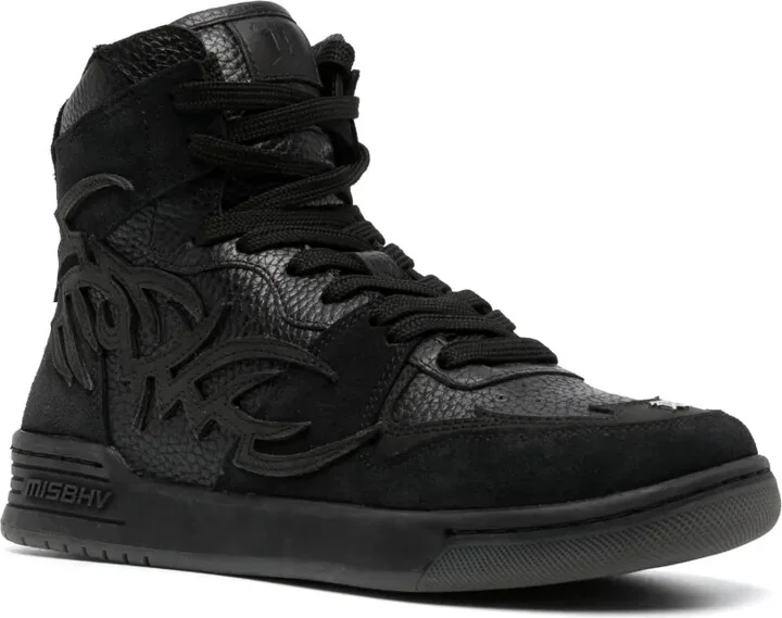 Panelled High-Top Leather Sneakers - Image 2