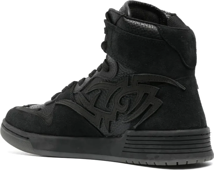 Panelled High-Top Leather Sneakers - Image 3
