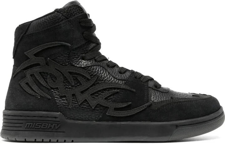Panelled High-Top Leather Sneakers