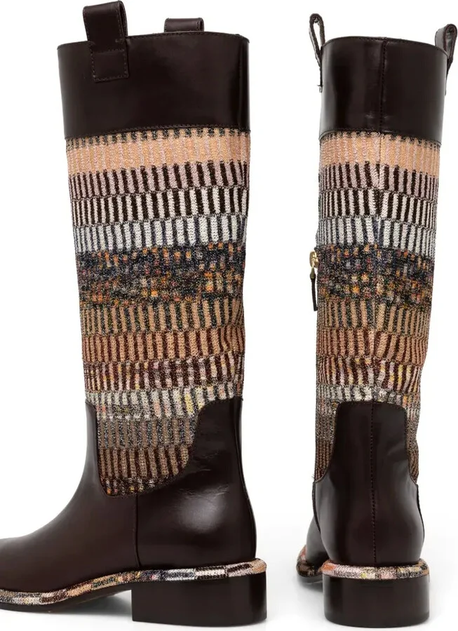 Panelled Knee-High Boots - Image 4