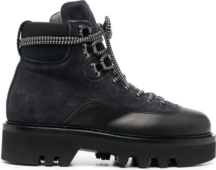 Panelled Lace-Up Boots