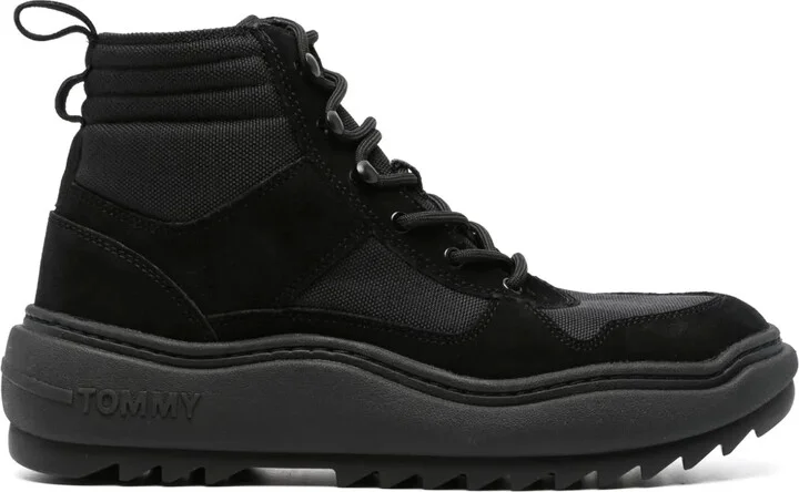 Panelled Lace-Up Boots