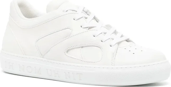 Panelled Lace-Up Leather Sneakers - Image 2