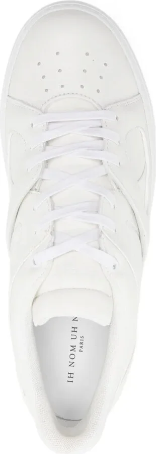 Panelled Lace-Up Leather Sneakers - Image 4