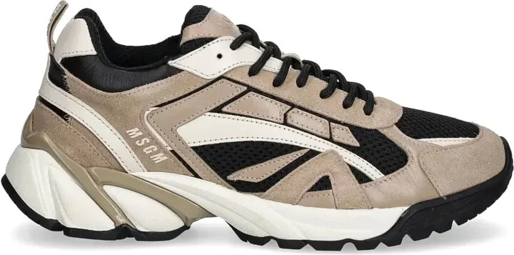 Panelled Lace-Up Sneakers
