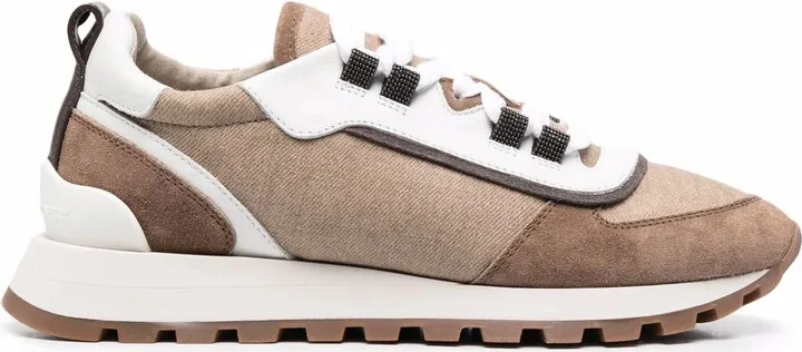 Panelled Lace-Up Sneakers