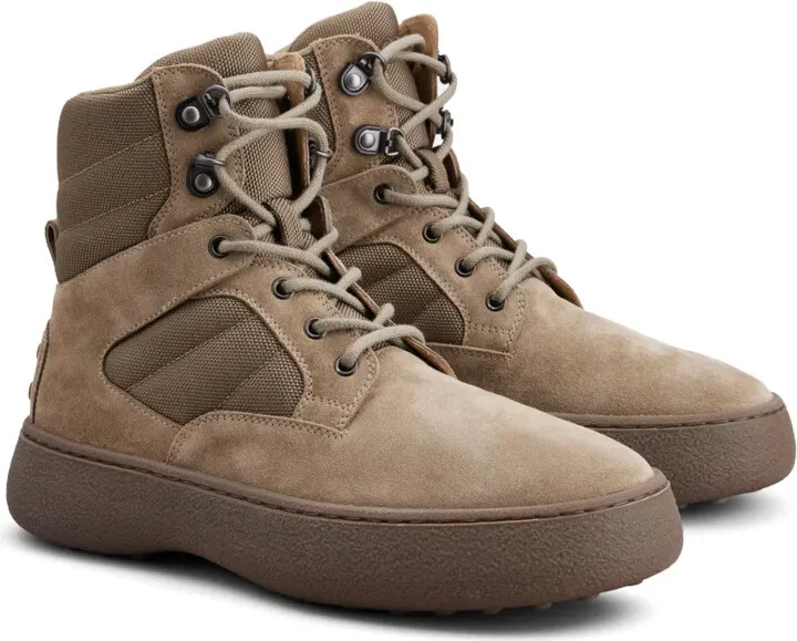 Panelled Lace-Up Suede Boots - Image 2