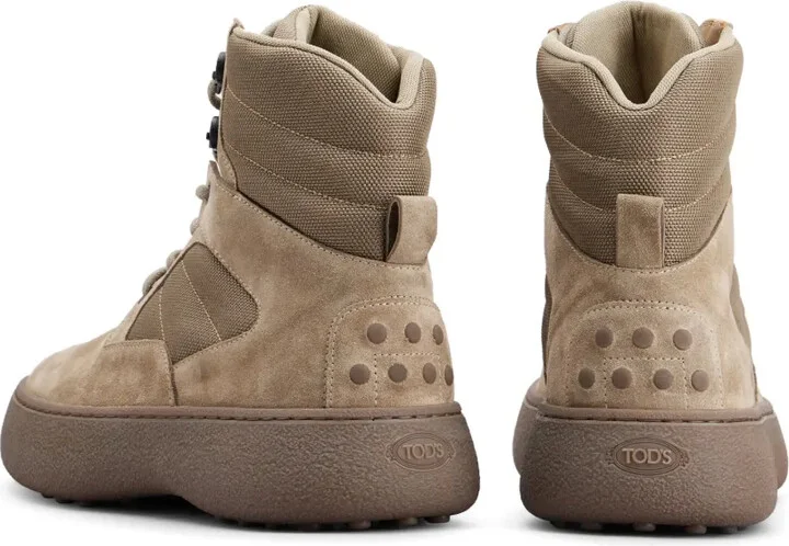 Panelled Lace-Up Suede Boots - Image 3